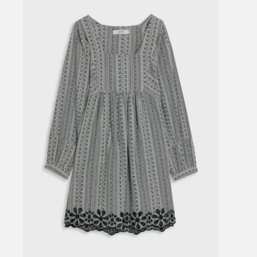 Joie Linen Blend Boho Eyelet Embroidered Long Sleeve Dress Women's size XS